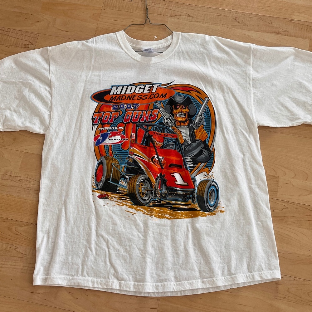 RARE 2007 Top Guns Midget Madness Racing Tshirt 2XL JE Pistols Jerry Coons Jr